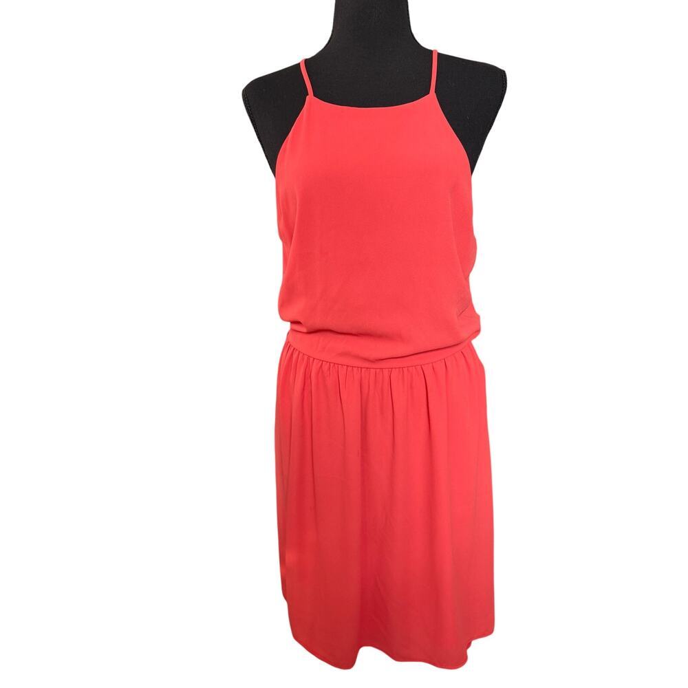 Needle & Threads Boutique Orange High-Low Halter Dress Lined Sz L | EUC - Picture 2 of 9